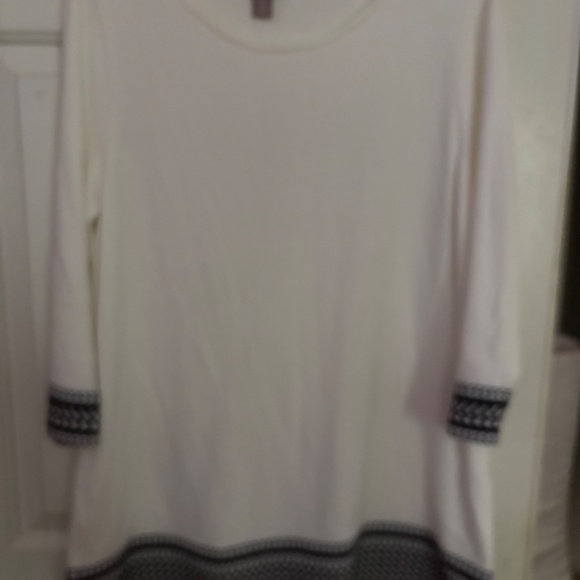 Chico's White & Black 3/4 Sleeves Tunic Size 2 - Picture 5 of 6